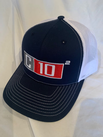 C10 Squared big exponent hat in dark navy blue and white